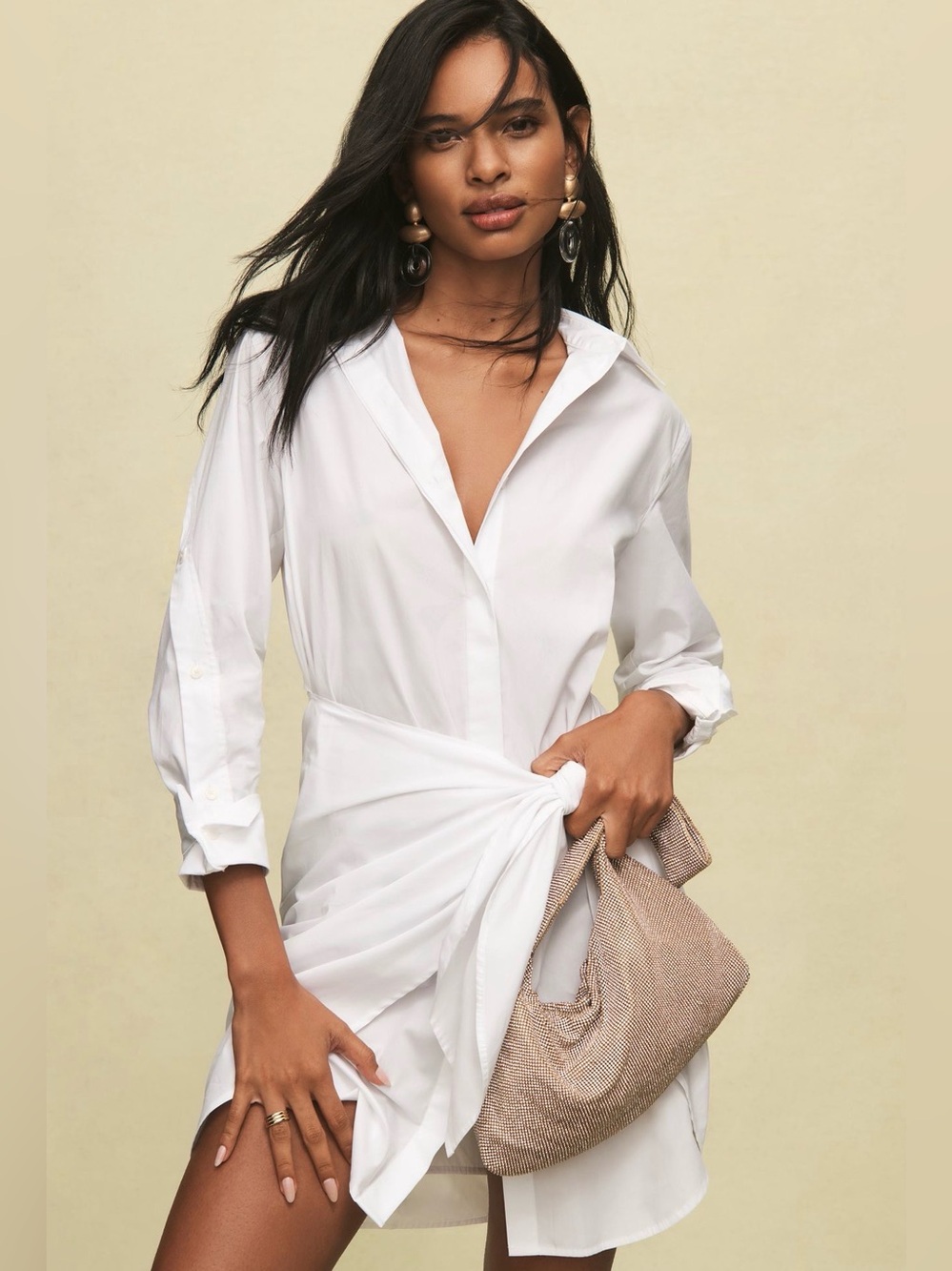 NWT Anthropologie Derek Lam 10 Crosby cotton Tie Front Charlotte Shirtdress - Picture 3 of 14